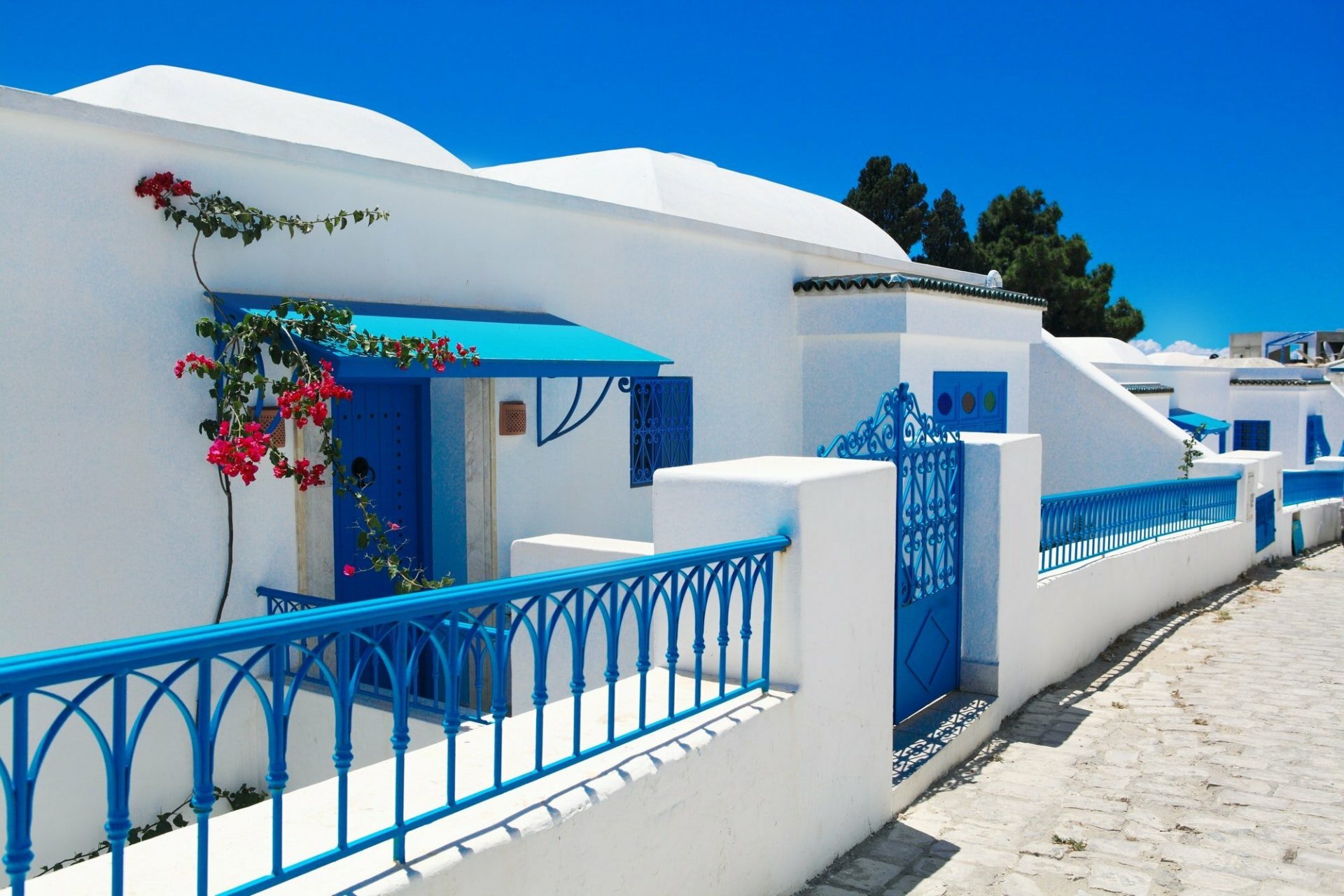 Sidi Bou Said. La Gulett, Tunisia. White and blue town